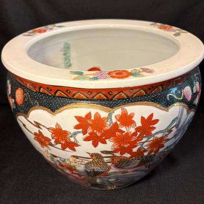 Large Vintage Chinese Moriage Porcelain Fishbowl