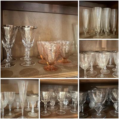 Lot of Clear & Pink Glassware Tiffin Franciscan: & More