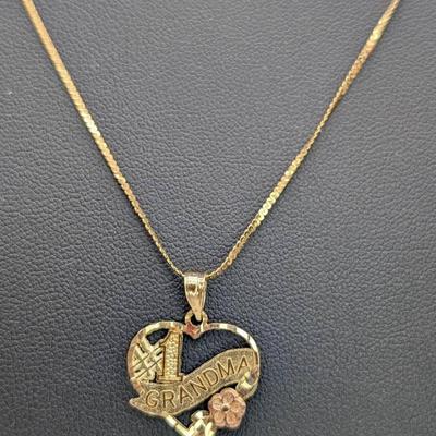 14K Gold Necklace And #1 Grandma Pendant