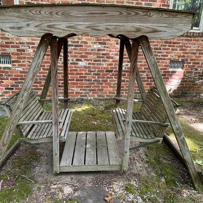 Covered Wooden Swing 