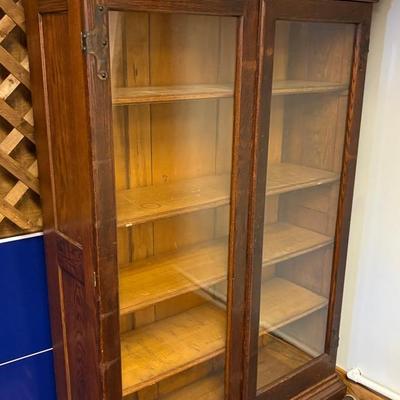 Vintage Glass Front Enclosed Bookcase 