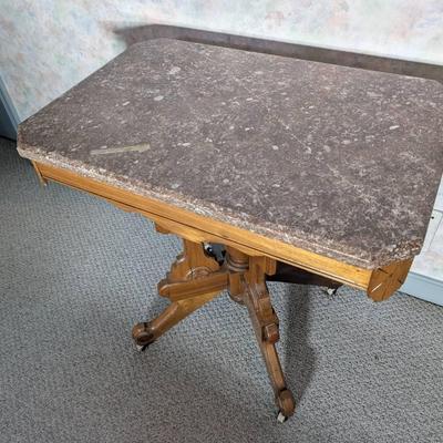 Antique Victorian Eastlake Marble Top Table 
