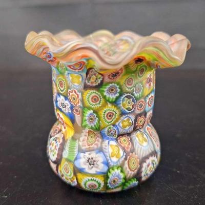 Vintage Murano Italy Millefiori Art Glass 3' Toothpick Holder