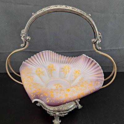 Beautiful Vintage Purple with Gold Flowers Bridal Bowl 