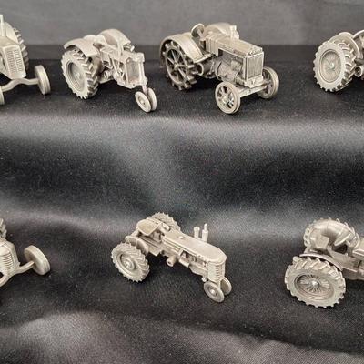 7 Pewter Die Cast - 1/16 - Case 830 - 6 Vintage Case Tractors 