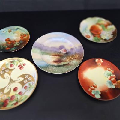 5 Hand Painted Plates - 1892-1907 Signed T& V - J&P Signed - Haviland France Whtie's Art Co -