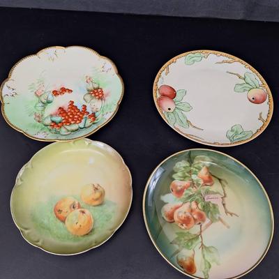4 Hand Painted Plates - HR Bavaria - Charlotte Bavaria - AK France - Z.S. A. Bavaria 