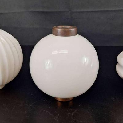3 Antique Milk Glass Lighting Rod Balls