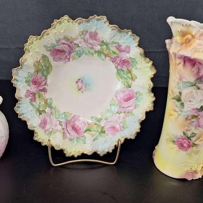 3 - Pitcher Marked R/S Prussia - Hand Painted Australia Bowl-Small Porcelain Pink Pitcher 