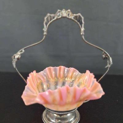 Vintage Fluted Pinch Design Peach Bridal Bowl 