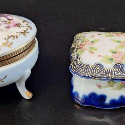 2 Vintage Hand Painted Delicate Trinket Boxes