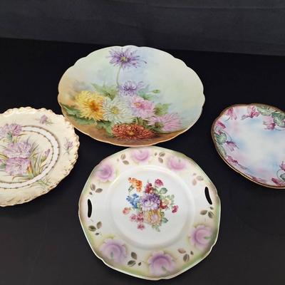 4 Hand Painted Plates Marked Ilo Crabtree Plate - Havila - Vienna - France