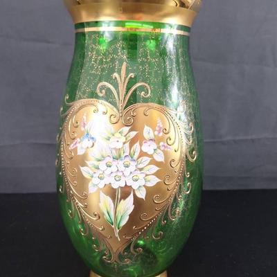 Large 14" Vintage Green Boehman Vase