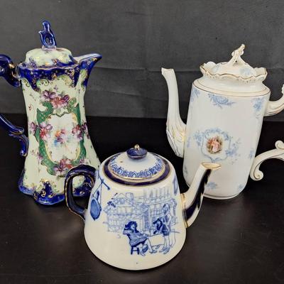 3 - Vintage Hand Painted - Hot Chocolate Limoges - Teapot Marked Germany - Old Royal Dalon Tea Pot