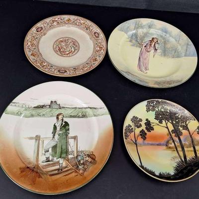 4 Hand Painted Plates -HP Nippon - Circa Rienzi Royal Dolton's - Brown Fields & Sons