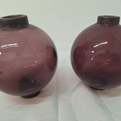 2 Vintage Amethyst Lightening Rod Balls 