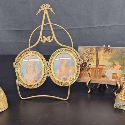 Porcelain Irish Kathleen Figure - Patty Reilly - Mother Mahree - Double Ornate Hanging Frame 