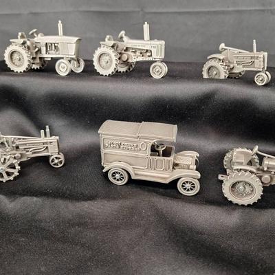 6 - John Deere Pewter 1/16 Die Cast - H - B - 730 - 60 - 410 Diesel - Parts Express Truck 