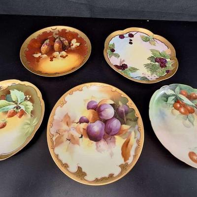 5 Vintage Plates -Stouffer Hand Painted - Haviland France - T&V Limoges 