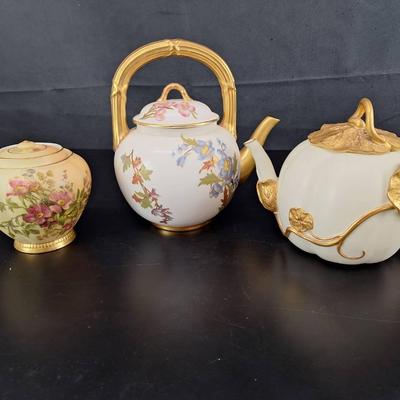 3 -2 Worchester Porcelain Teapots -  Sugar Bowl 