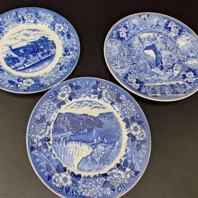 3 Old English Staffordshire Ware Plates 