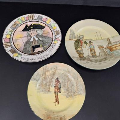 3 Hand Painted Plates - 2 Royal Doulton - Rosalind 