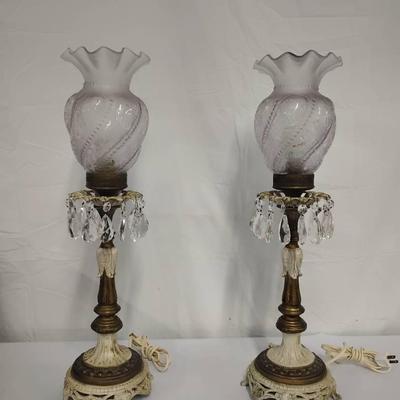 1900's Victorian Style Nightstand Lamps (2)