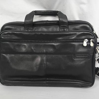 Briggs & Riley Black Leather Briefcase with Organizer Portfolio