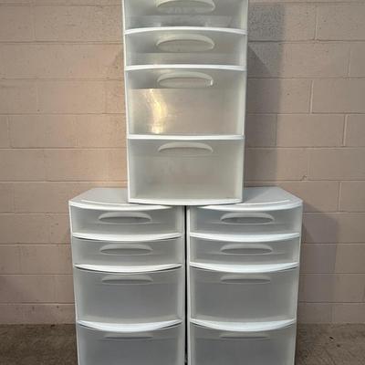 Sterilite Plastic Storage Drawer Units (Set of 3)