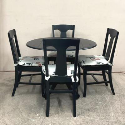 Black Lacquer Drop Leaf Table & Pottery Barn Chairs