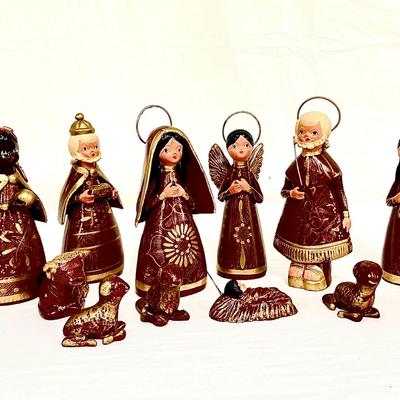 Handcrafted Mexican Tonala Nativity Scene Set