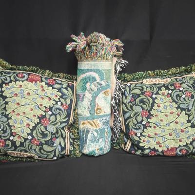 Decorative Tapestry Pillow & Blanket Lot – “Hope” Tree Motif & “Princess of Quite a Lot” Throw