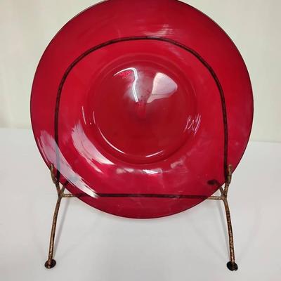 Ruby Red Display Plate With Display Base 