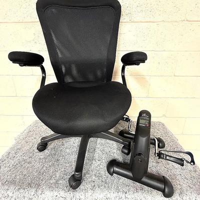 Black Mesh Office Chair with Mini Pedal Exerciser