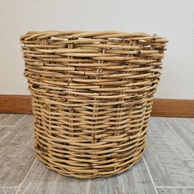 Lot #217 - Natural Wicker Rattan Round Basket with Open Weave