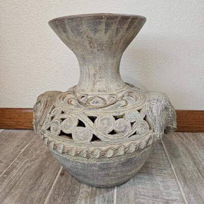 Lot #168 - Large Earthenware Terracotta Elephant Vase