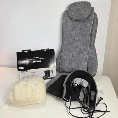 Lot #196 - Sharper Image Smartsense Shiatsu Realtouch Massaging Chair, Plus Foot, Leg and Neck Massagers