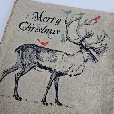 Lot #236 - Burlap Christmas Table Runner - 71" by 16".