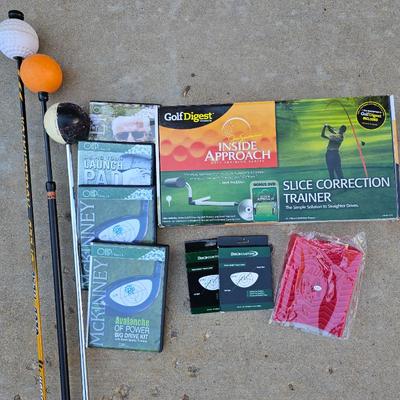Lot #321 - Golf Trainers: Slice Correction Trainer, McKinney Avalanche of Power DVD, Launch Pad & More