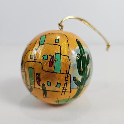 Lot #233 - South Western Hand Painted Desert Holidays Christmas Ornament Bauble From The Boulders