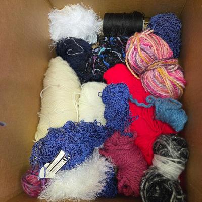 Lot #204 - Large Box Full of Yarn Skeins, Plus Yarn Bowl