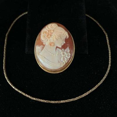 Pr149v cameo 14 k gold chain