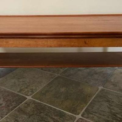 Pr251 solid teak coffee table with drawout side leaves
