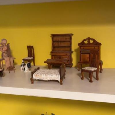 Vintage Miniature Wooden Furniture Set