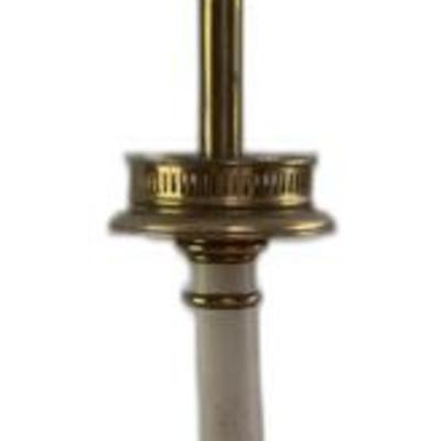Vintage Brass & White Table Lamp (37”)