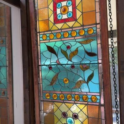 Large Vintage Stained Glass Window Panel