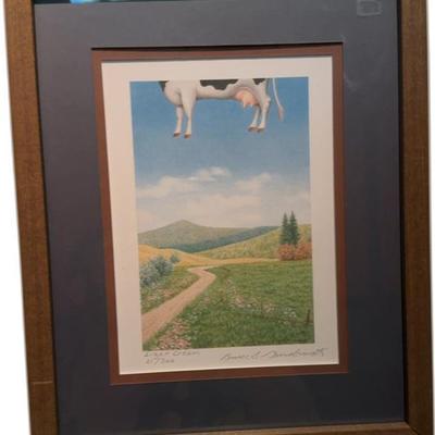  Flying Cow Signed Framed Print ‘Light Cream' by Bruce S. Garrabrand (12” x 14.4”) 21/500
