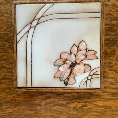 Floral Tile in Solid Wooden Frame (9” x 9”)
