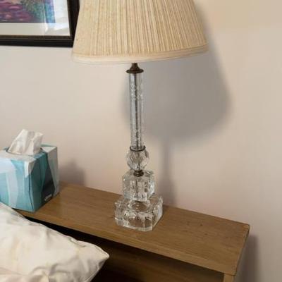 Crystal Table Lamp with Pleated Shade