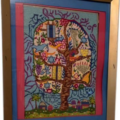 Vintage Tree of Life Needlepoint Wall Art